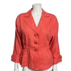 ⭐️Jones New York Coral 100% Linen Button Front Blazer Sz-Small